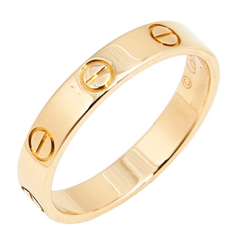 Pre Owned Cartier Love 18k Rose Gold Narrow Wedding Band Ring Size 54