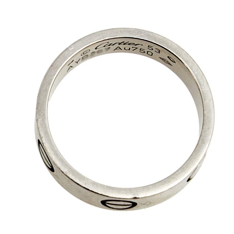 Pre Owned Cartier Love 18K White Gold Band Ring Size 53