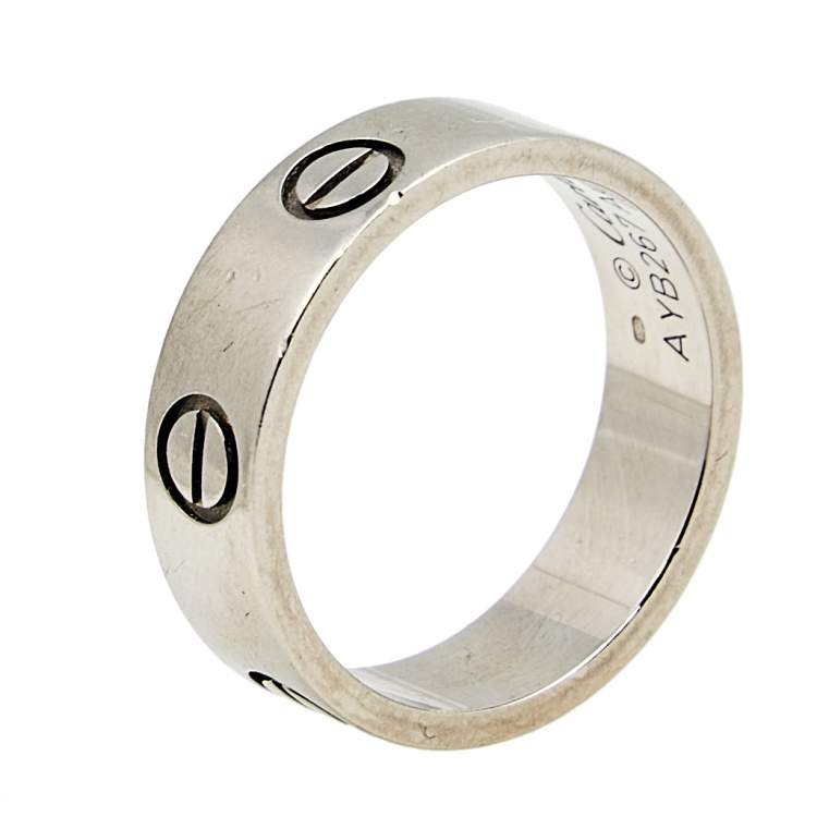 Pre Owned Cartier Love 18K White Gold Band Ring Size 53