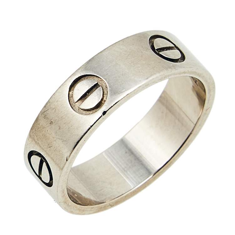 Pre Owned Cartier Love 18K White Gold Band Ring Size 53