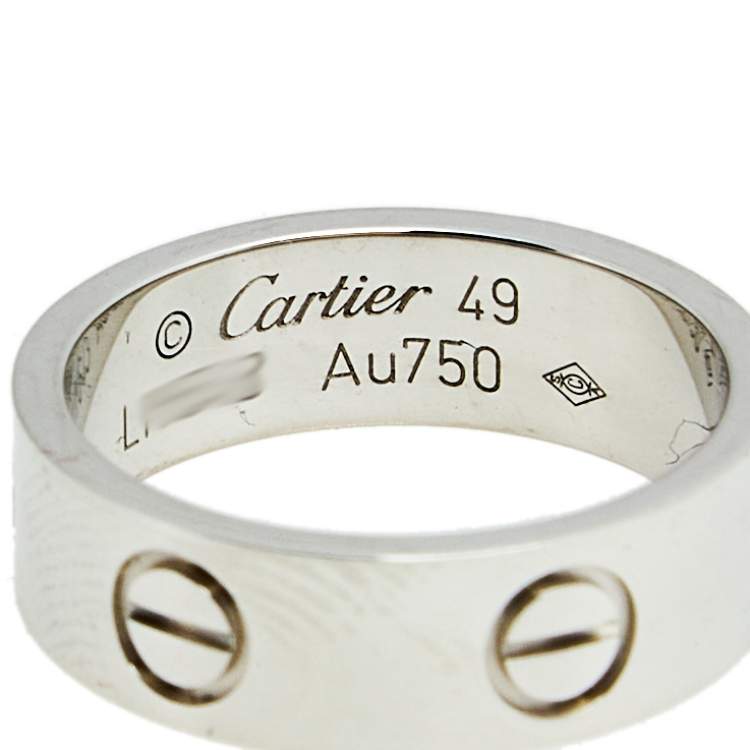 Pre Owned Cartier Love 18K White Gold Band Ring Size 49