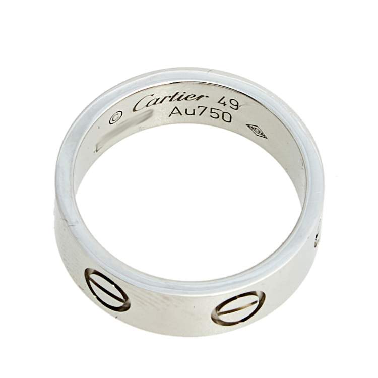 Pre Owned Cartier Love 18K White Gold Band Ring Size 49