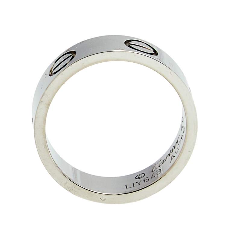 Pre Owned Cartier Love 18K White Gold Band Ring Size 49
