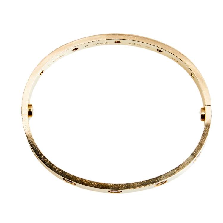 Pre Owned Cartier Love Multi Gemstones 18k Rose Gold Bangle Bracelet 17