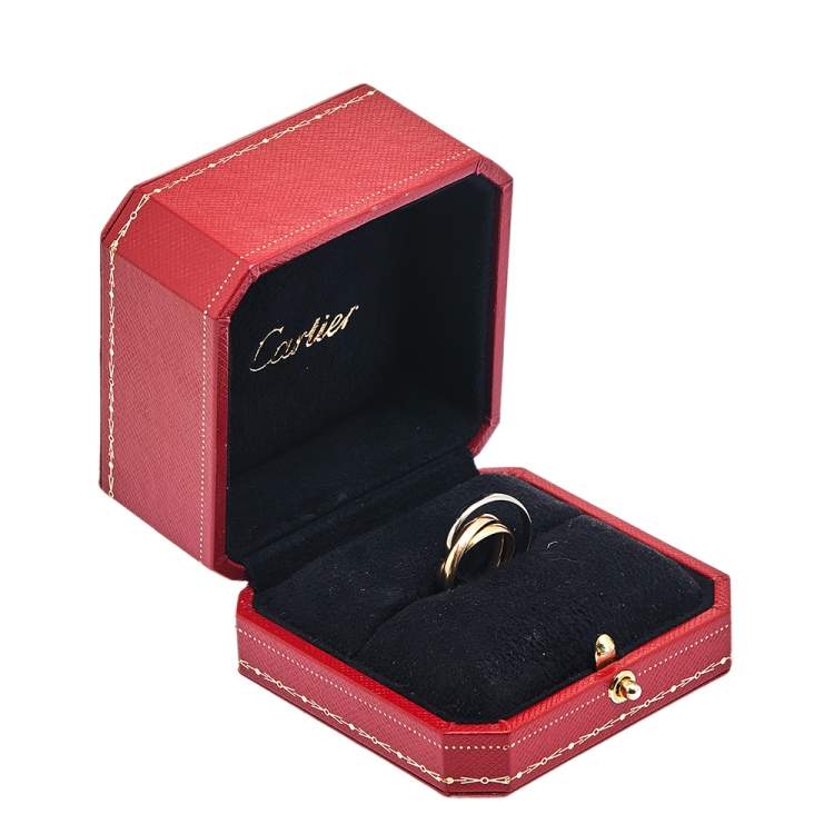 Pre Owned Cartier Trinity Classic 18K Three Tone Gold Rolling Ring 50