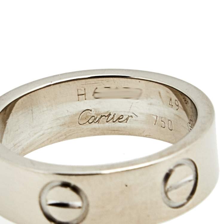 Pre Owned Cartier Love 18K White Gold Ring Size 49
