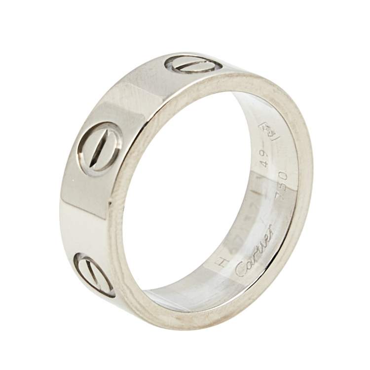 Pre Owned Cartier Love 18K White Gold Ring Size 49