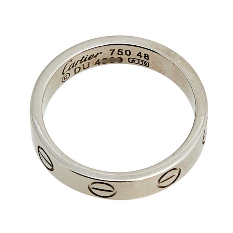 Pre Owned Cartier Love 18k White Gold Narrow Wedding Band Ring Size 48