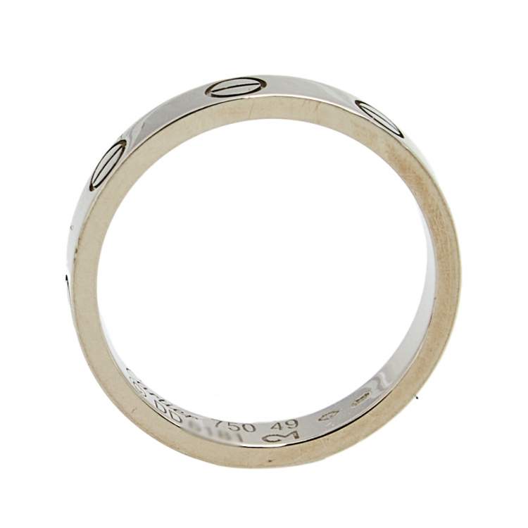 Pre Owned Cartier Love 18k White Gold Narrow Wedding Band Ring Size 49