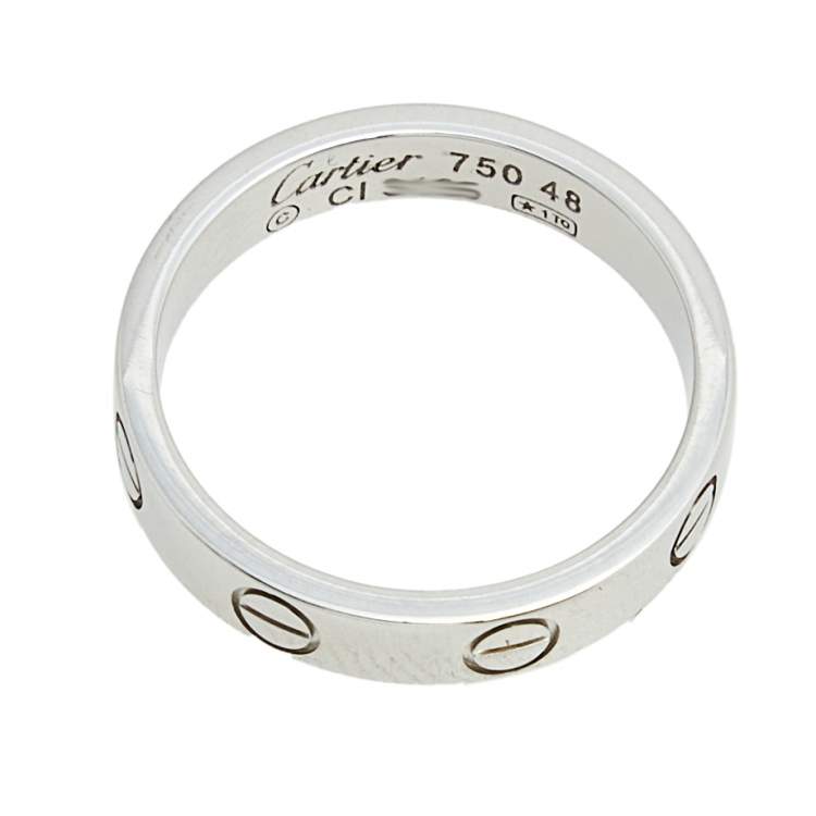 Pre Owned Cartier Love 18k White Gold Narrow Wedding Band Ring Size 48