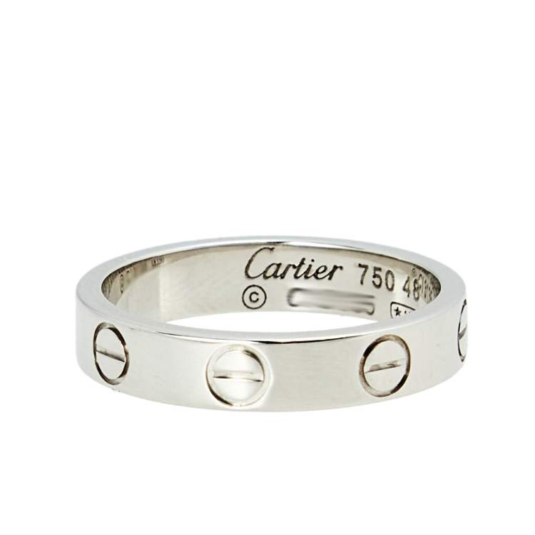 Pre Owned Cartier Love 18k White Gold Narrow Wedding Band Ring Size 48