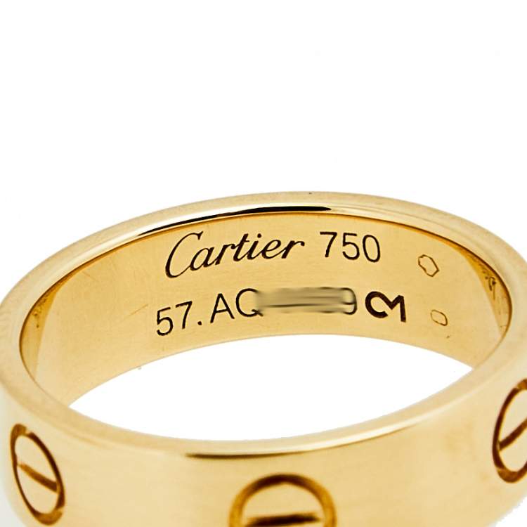 Pre Owned Cartier Love 18K Yellow Gold Ring Size Size 57