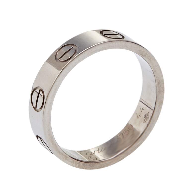 Cartier Love 18k White Gold Narrow Wedding Band Ring Size 44