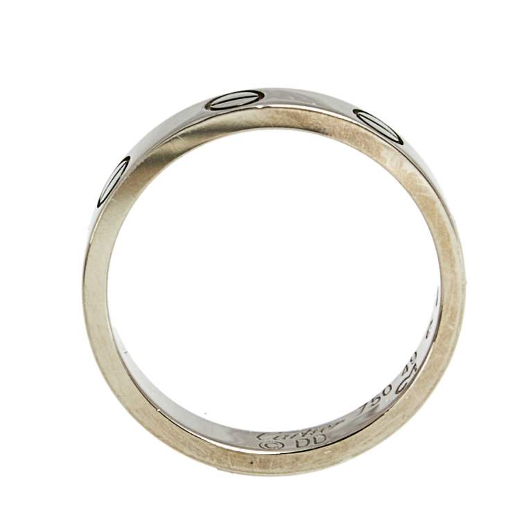 Pre Owned Cartier Love 18k White Gold Narrow Wedding Band Ring Size 49
