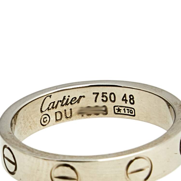 مملوكة مسبقًا Cartier Love 18k White Gold Narrow Wedding Band Ring Size 48