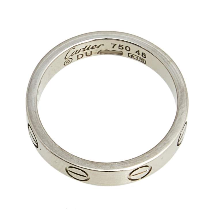 مملوكة مسبقًا Cartier Love 18k White Gold Narrow Wedding Band Ring Size 48