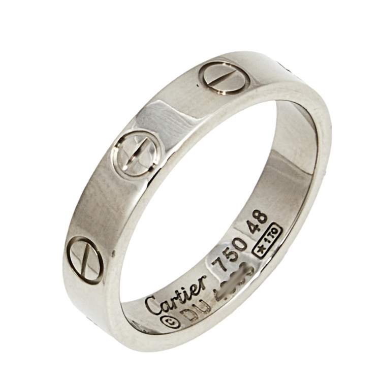 مملوكة مسبقًا Cartier Love 18k White Gold Narrow Wedding Band Ring Size 48