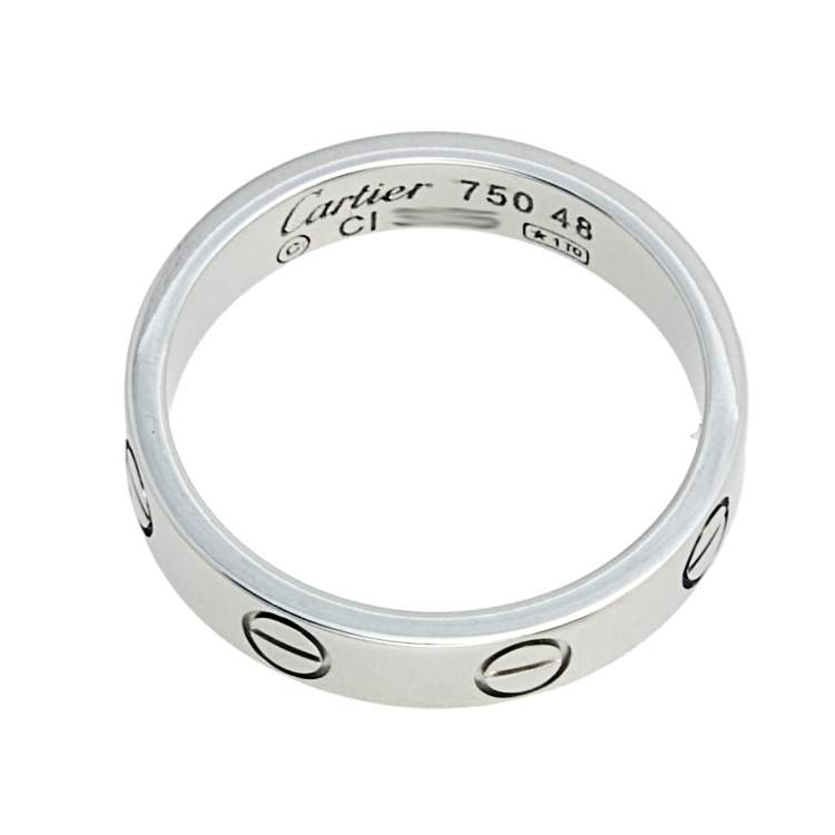 مملوكة مسبقًا Cartier Love 18k White Gold Narrow Wedding Band Ring Size 48