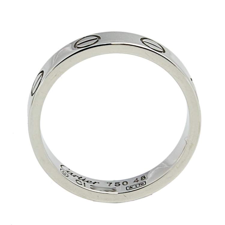 مملوكة مسبقًا Cartier Love 18k White Gold Narrow Wedding Band Ring Size 48