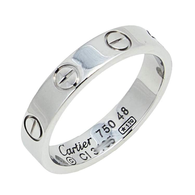 مملوكة مسبقًا Cartier Love 18k White Gold Narrow Wedding Band Ring Size 48