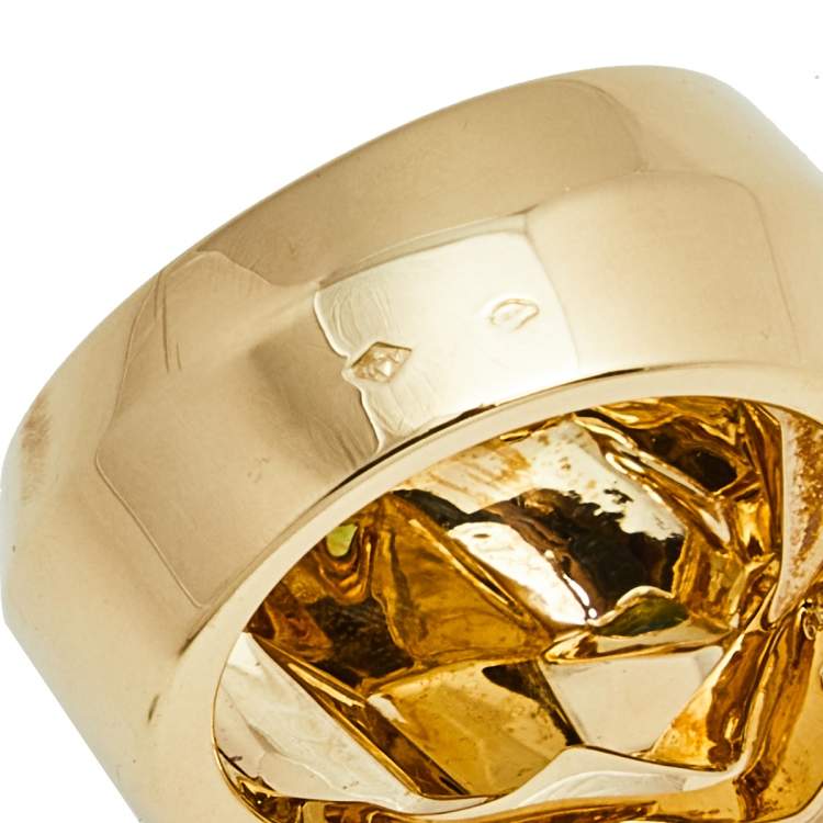 Pre Owned Cartier Panthere Tsavorite Garnet Onyx Diamond Lacquer 18k Yellow Gold Ring Size 59