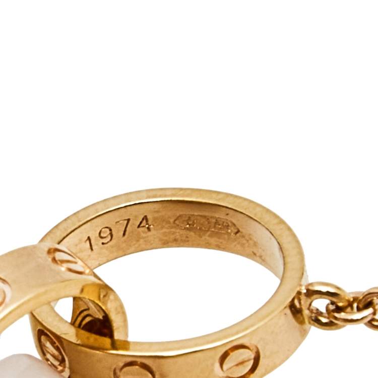 Pre Owned Cartier Love 2 Interlocking Loop 18k Rose Gold Necklace