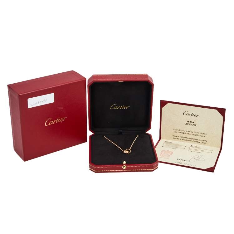 Pre Owned Cartier Love 2 Interlocking Loop 18k Rose Gold Necklace