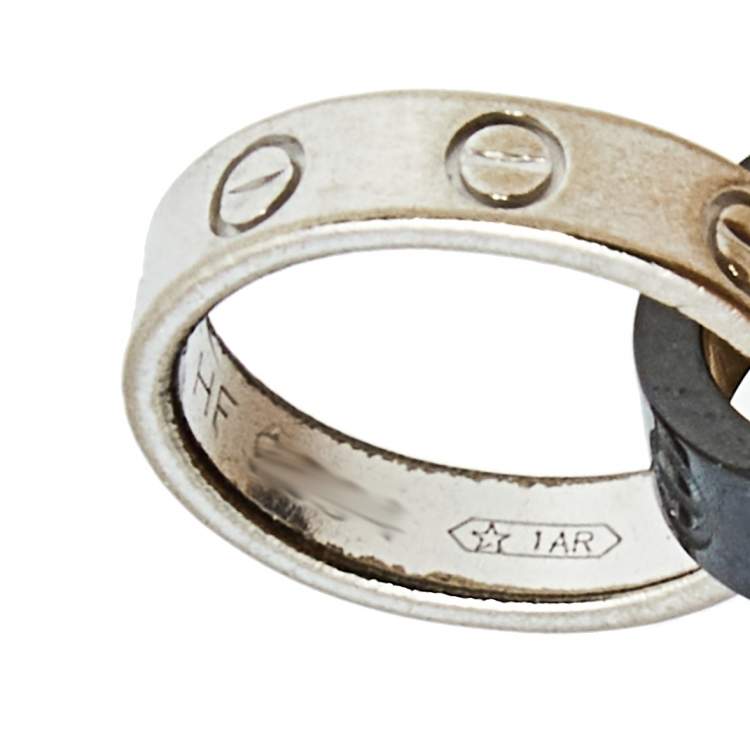 Pre Owned Cartier Love Interlocking Loop Black Ceramic 18k White Gold Bracelet