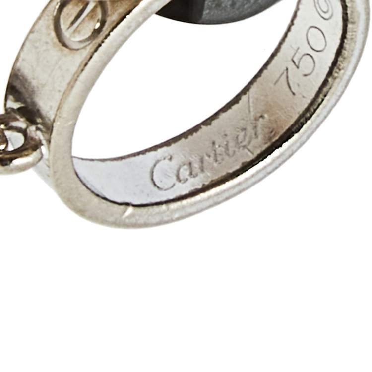 Pre Owned Cartier Love Interlocking Loop Black Ceramic 18k White Gold Bracelet