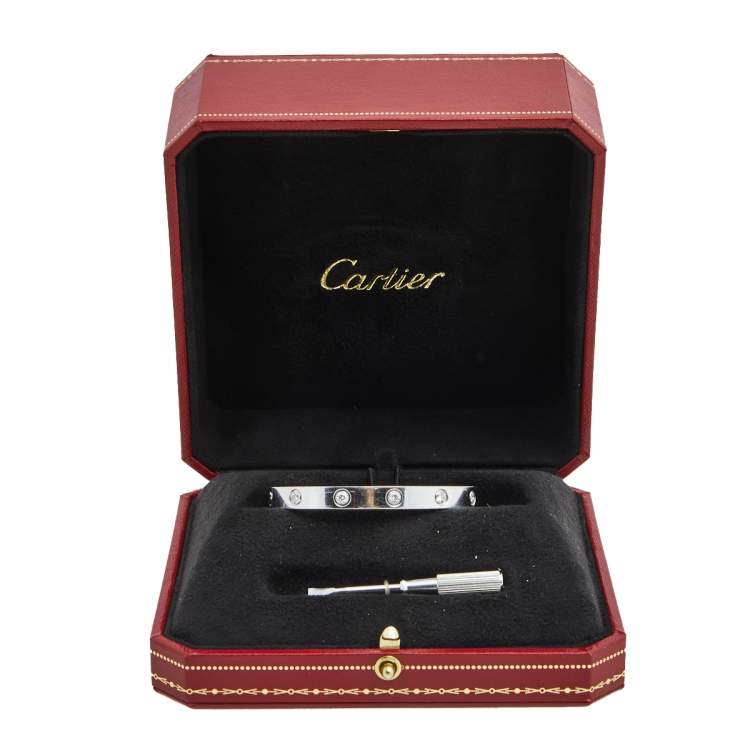 Pre Owned Cartier Love 10 Diamonds 18k White Gold Bracelet 16