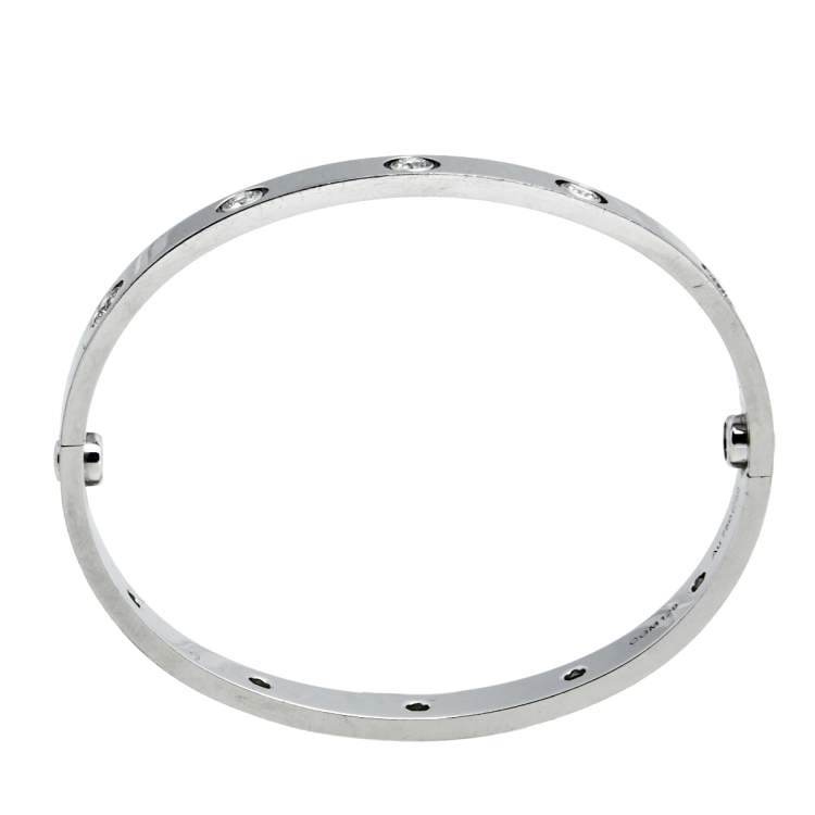 Pre Owned Cartier Love 10 Diamonds 18k White Gold Bracelet 16