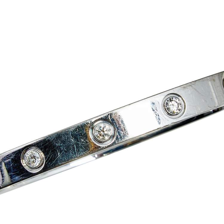 Pre Owned Cartier Love 10 Diamonds 18k White Gold Bracelet 16