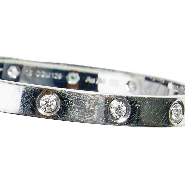 Pre Owned Cartier Love 10 Diamonds 18k White Gold Bracelet 16