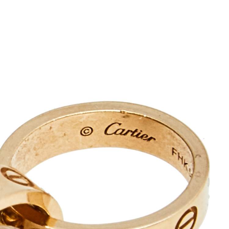 مملوكة مسبقًا Cartier Love Interlocking 2 Hoops 18K Rose Gold Pendant Necklace