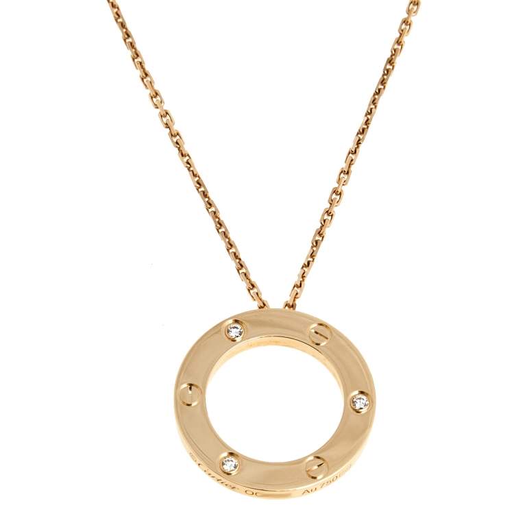 Cartier Love 3 Diamond 18K Rose Gold Pendant Necklace Cartier