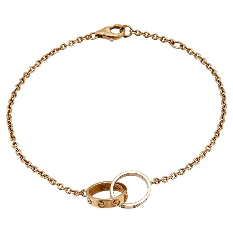 Pre Owned Cartier Love Interlocking 2 Hoops 18K Yellow Gold Bracelet