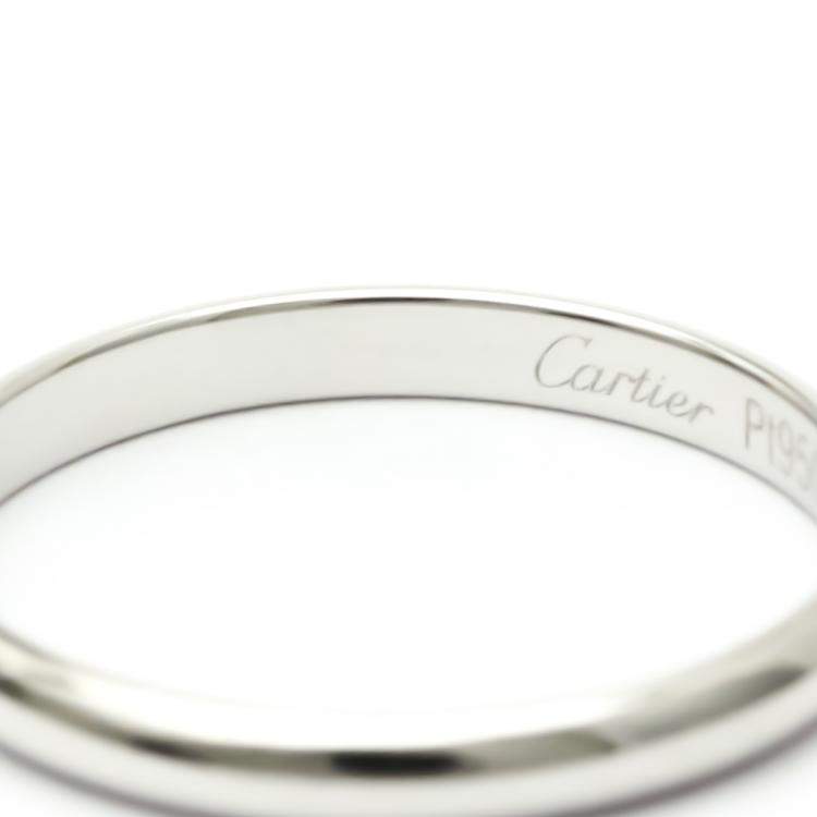 Pre Owned Cartier 1895 Wedding Band Platinum Ring EU 57