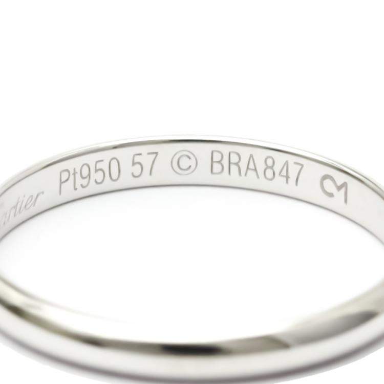 Pre Owned Cartier 1895 Wedding Band Platinum Ring EU 57