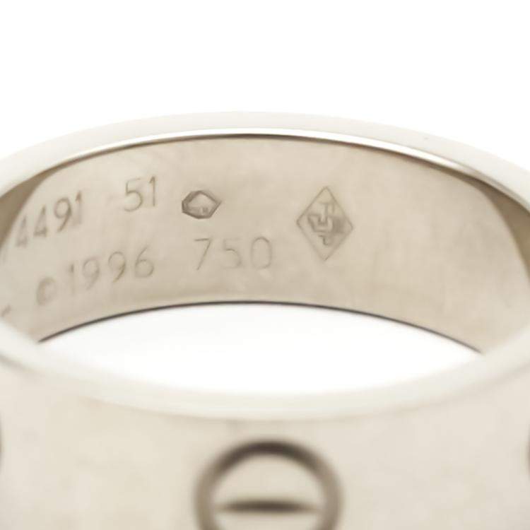 Pre Owned Cartier Love 18K White Gold Ring EU 51