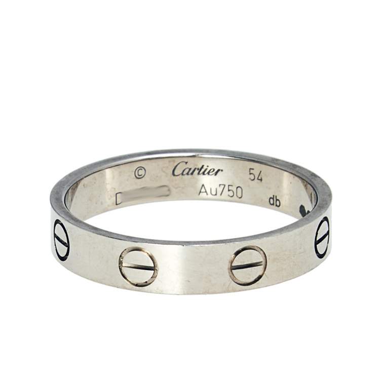 Cartier Love 18k White Gold Narrow Wedding Band Ring Size 54