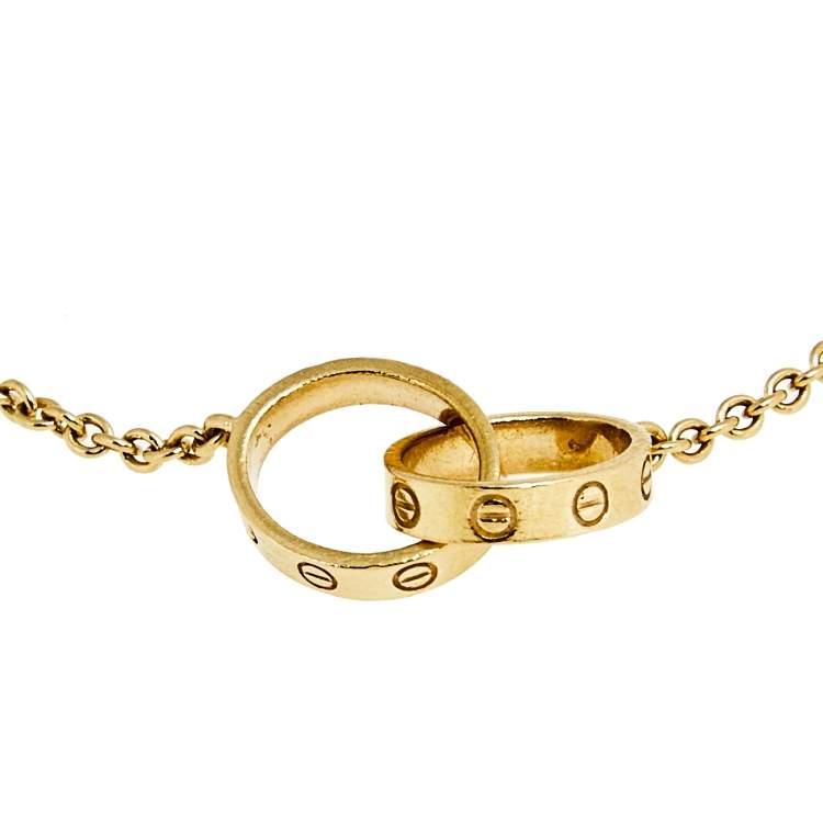 Pre Owned Cartier Love Interlocking Loops 18k Yellow Gold Link Bracelet