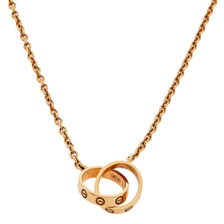 Cartier Love Interlocking 2 Loop 18K Rose Gold Pendant Necklace Cartier The Luxury Closet