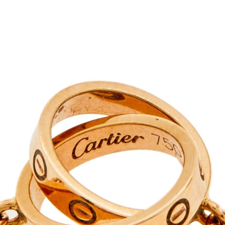 Pre Owned Cartier Love Interlocking 2 Loop 18K Rose Gold Pendant Necklace
