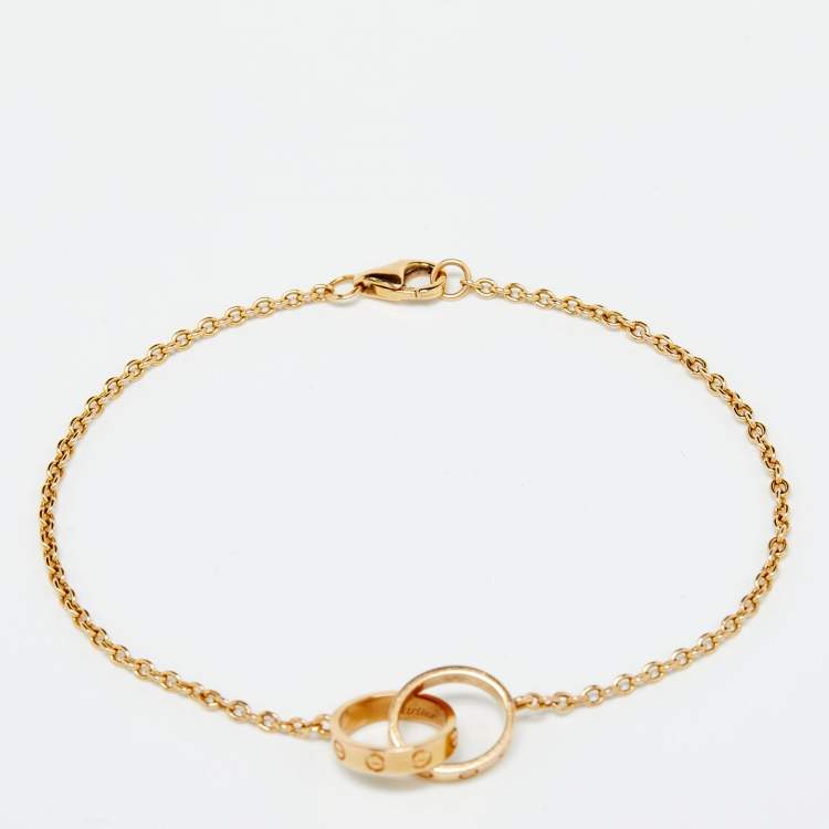 Pre Owned Cartier Love Interlocking Loop 18k Rose Gold Link Bracelet
