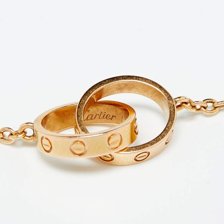 Pre Owned Cartier Love Interlocking Loop 18k Rose Gold Link Bracelet
