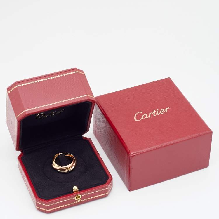 Pre Owned Cartier Trinity de Cartier 18k Three Tone Gold Rolling Ring Size 54