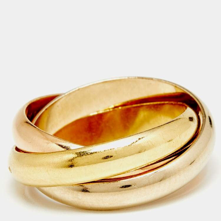 Pre Owned Cartier Trinity de Cartier 18k Three Tone Gold Rolling Ring Size 54