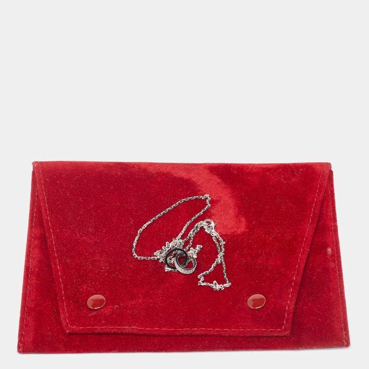 Pre Owned Cartier Love Interlocking Loop Diamond Ceramic 18K White Gold Necklace