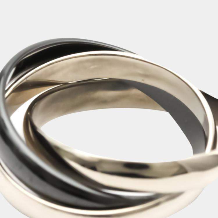 Pre Owned Cartier Trinity 18K White Gold Ceramic Ring EU 55
