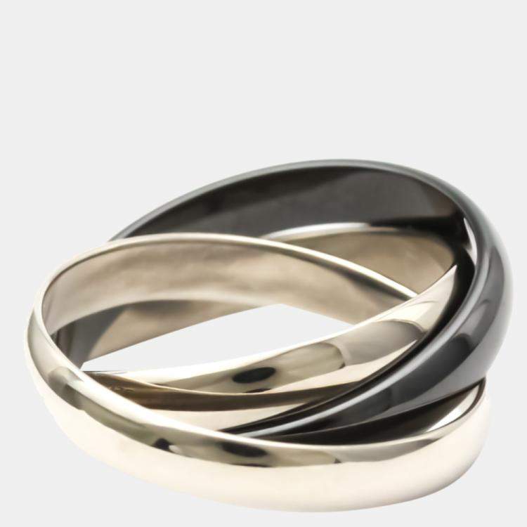 Pre Owned Cartier Trinity 18K White Gold Ceramic Ring EU 55